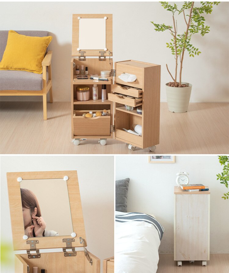 コスメワゴン（キャスター付き） ナチュラル&ホワイト 1