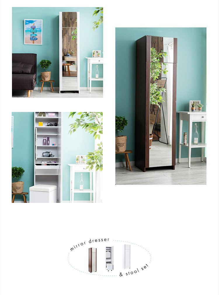 姿見ドレッサー DSRA-4037 ウォルナット【前払い不可】【代引き不可】【同梱不可】5