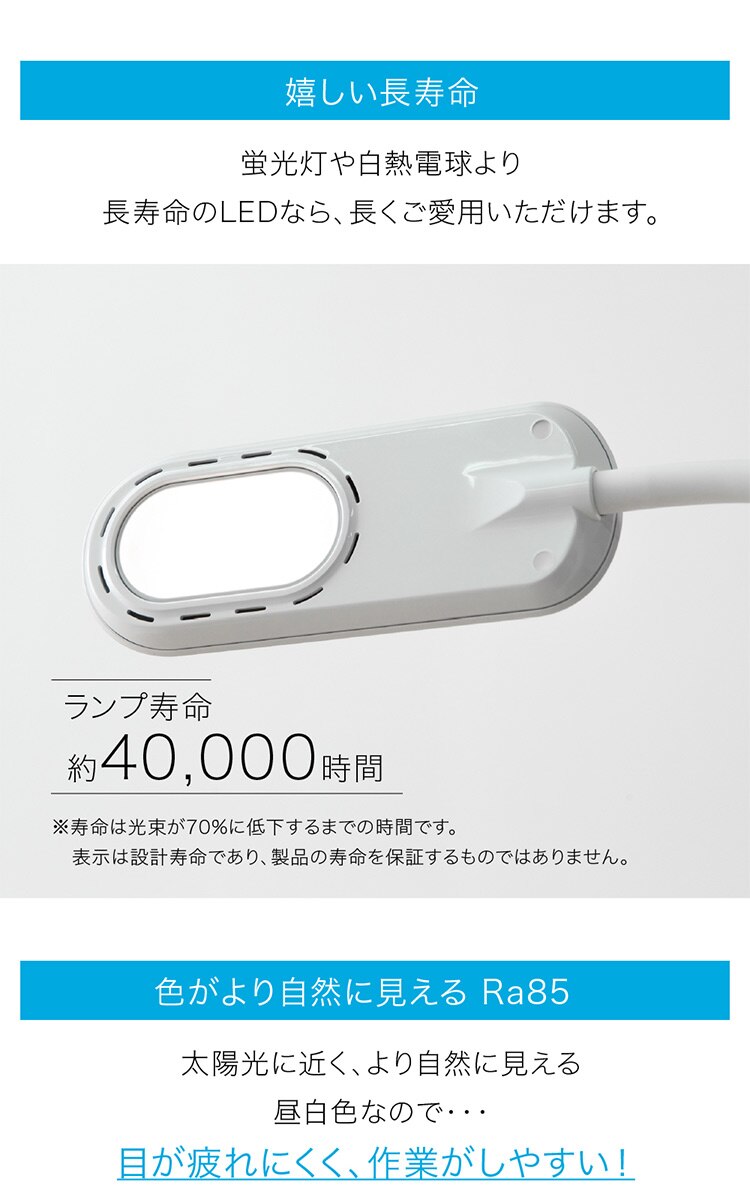 デスクライト LED クリップ式 PCL-R401-B ブラック 16