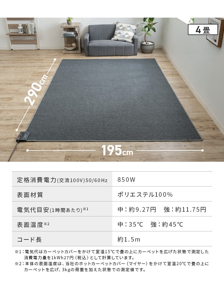 ホットカーペット 1.5畳 本体 180&times;125cm TEKNOS8