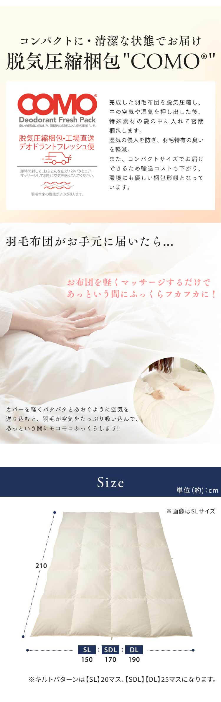 羽毛布団 シングルロング WGD93% 400dp 1.0kg ベージュ 【直送】 【代引き不可】14