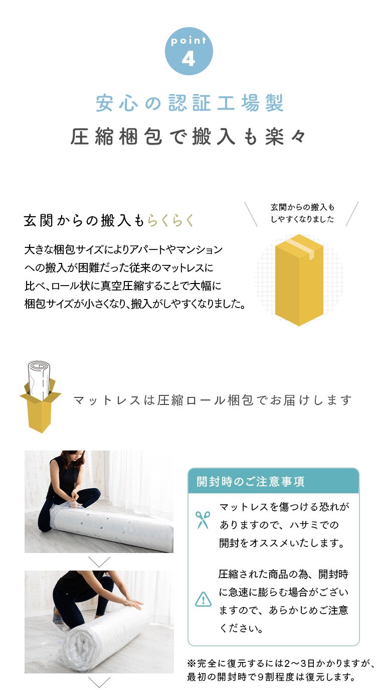 マットレス ダブル ポケットコイル 厚さ12cm PTM12-D  【前払い不可】【代引き不可】【同梱不可】8