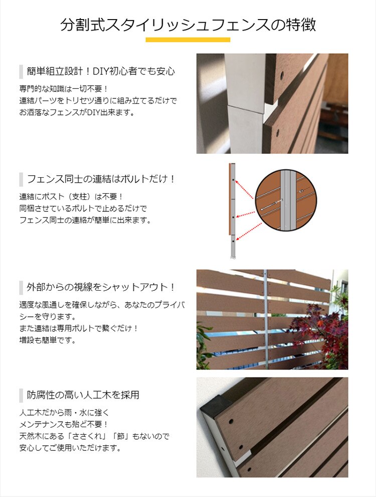 分割式スタイリッシュフェンスの特徴