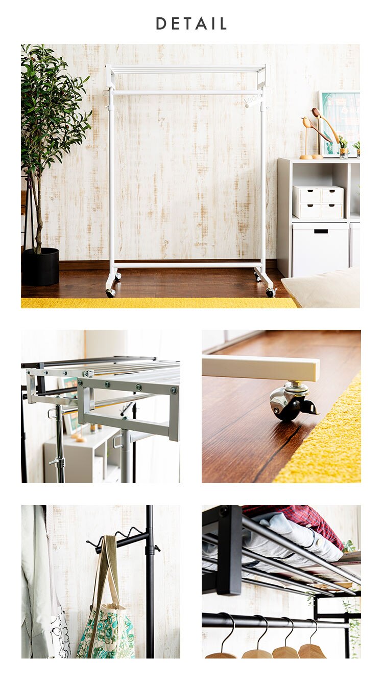 棚付きパイプハンガー 90cm幅 SPHG-90 ホワイト11