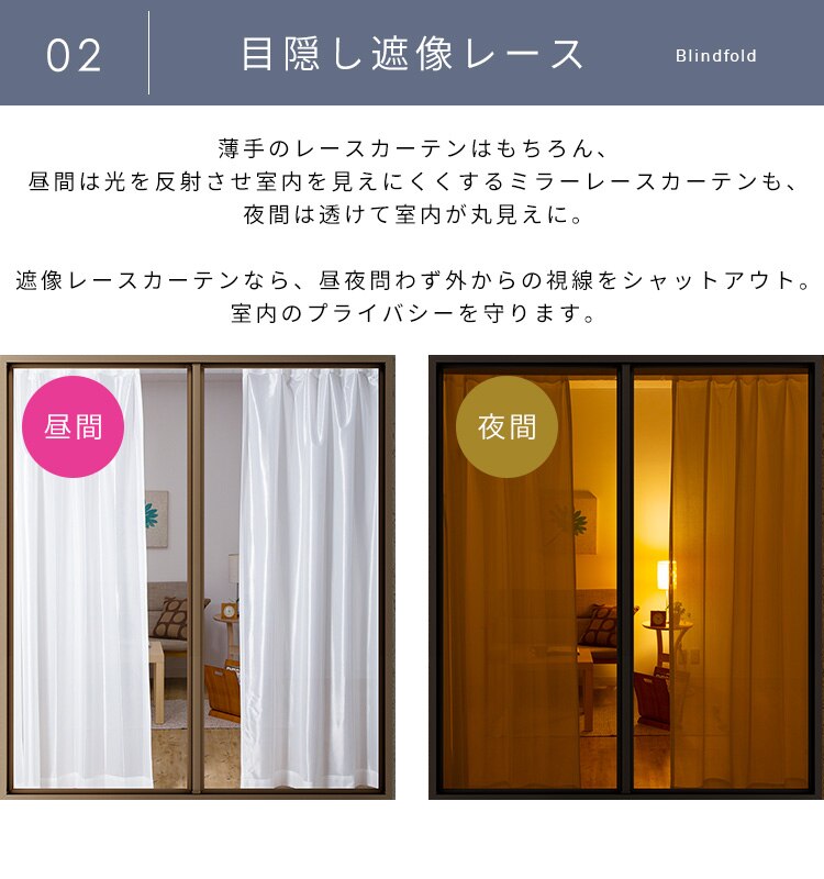 レースカーテン 1枚 花粉キャッチ UV77％カット 遮像 遮熱 幅100cm&times;丈133cm【前払い不可】【代引き不可】【同梱不可】4