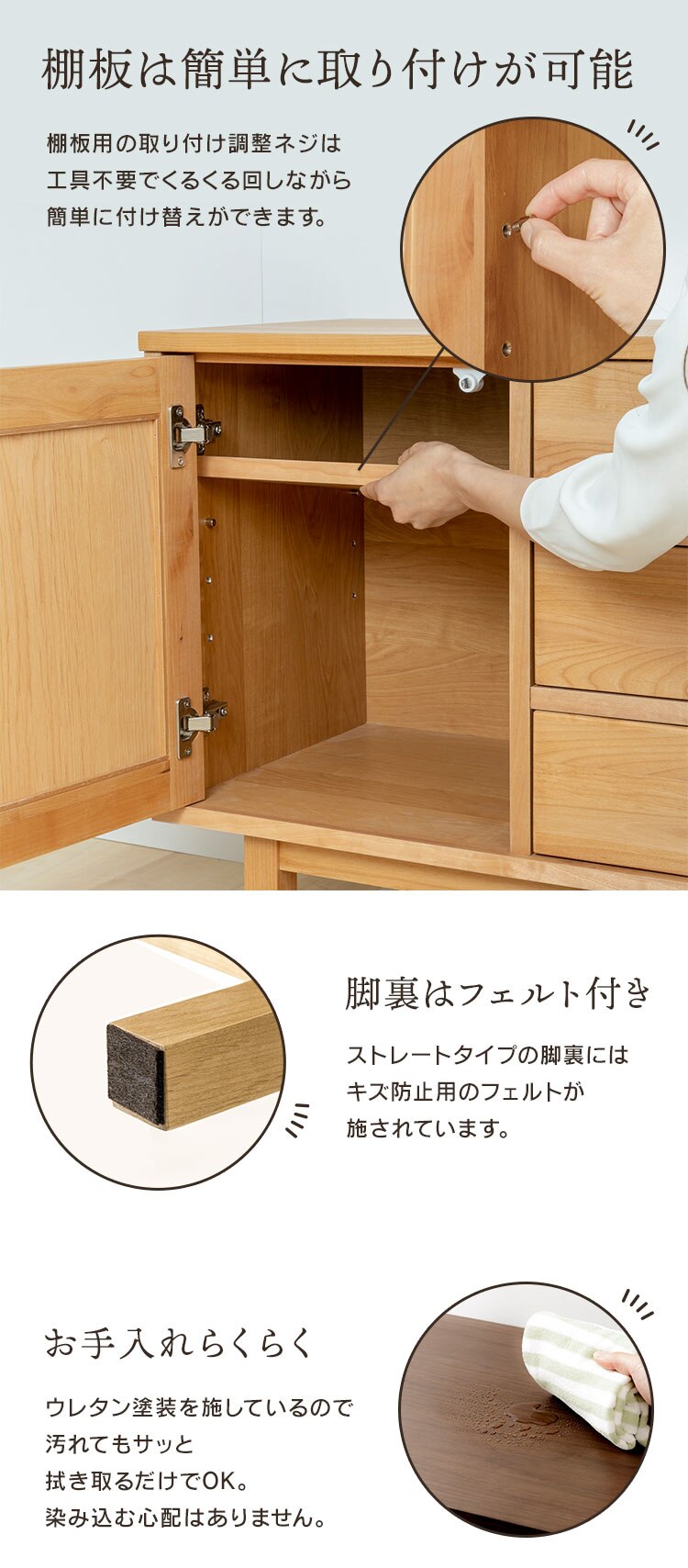 木製キャビネット 120cm ALCN-12 ブラウン【前払い不可】【代引き不可】【同梱不可】9