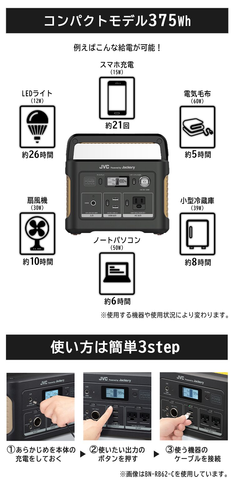 JVCケンウッド ポータブル電源 BN-RB37 1