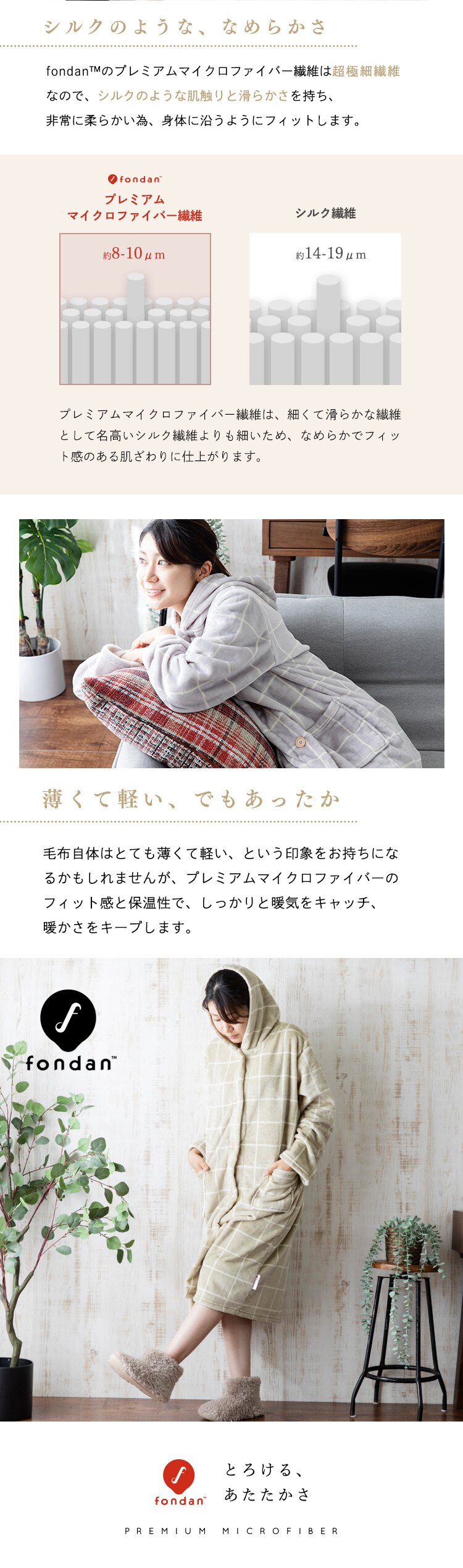fondan 着る毛布 115cm丈 プレミアムマイクロファイバー フード付き 洗濯可 グリッドブラック&times;グレー 2