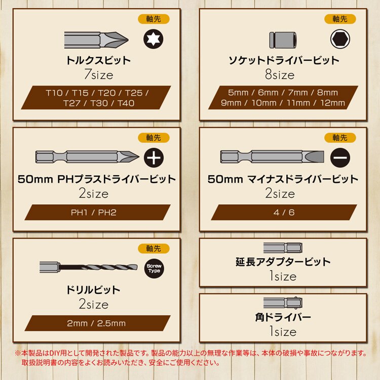  電動ドライバー 3.6V コードレス 充電式 47点セット 軽量 LID-C01IW4