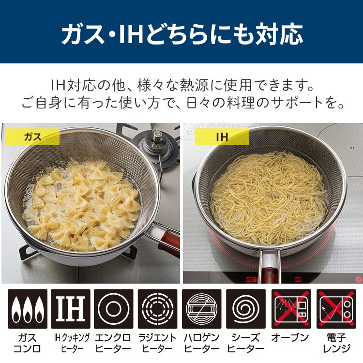 和平フレイズ 和平フレイズ マルチフライパン 24cm IH対応 深型 ガラス蓋 ザル付 ホワイト RB-2166  11