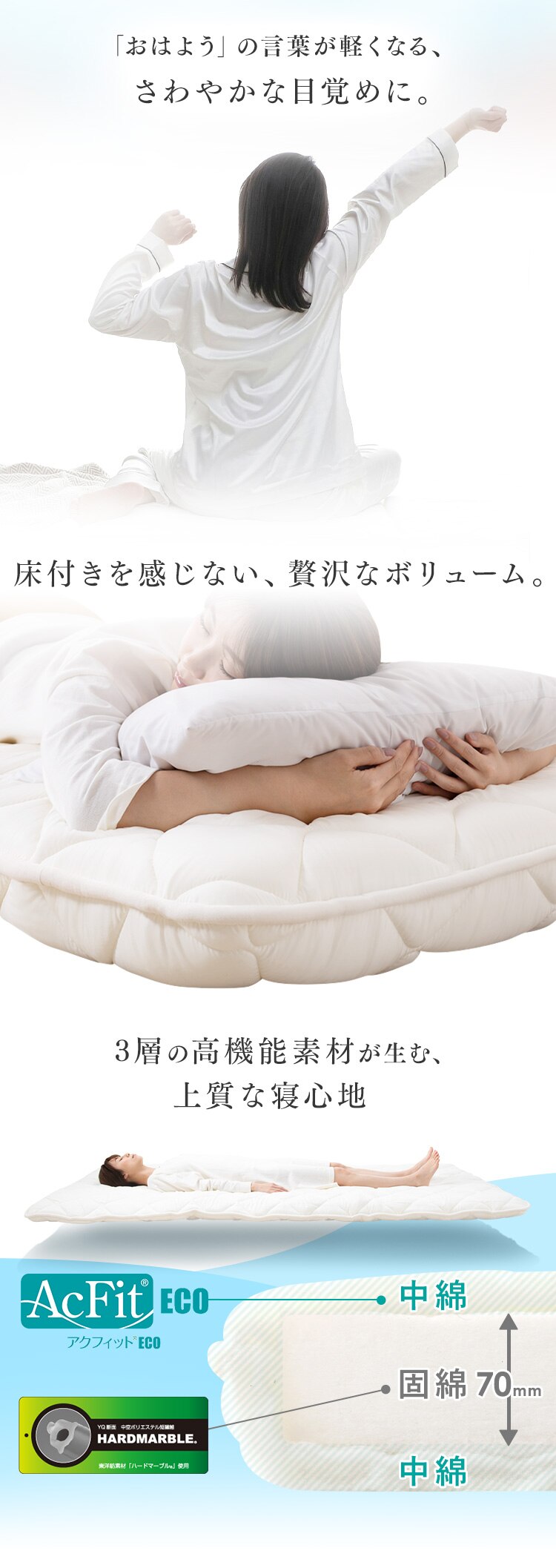 ハードマーブル三層敷き布団 S ネイビー2