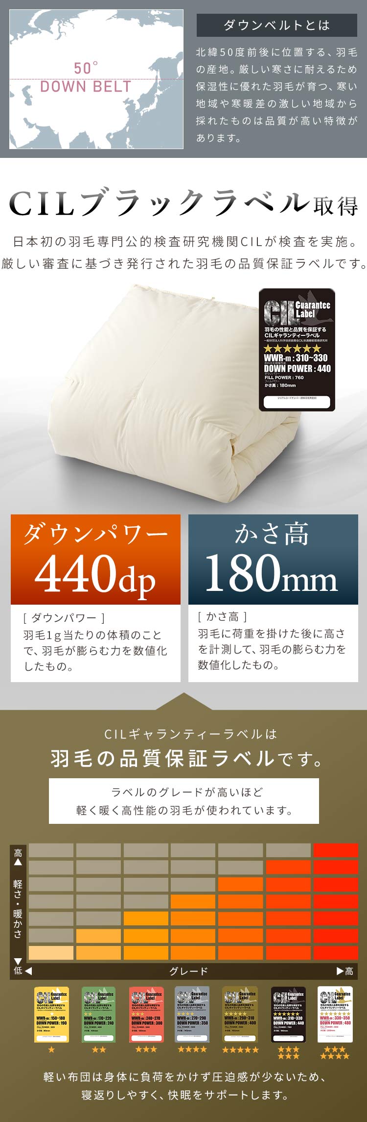 羽毛布団 ハンガリー産 GGD95% 440dp 1.6kg ダブル ベージュ 【直送】 【代引き不可】6