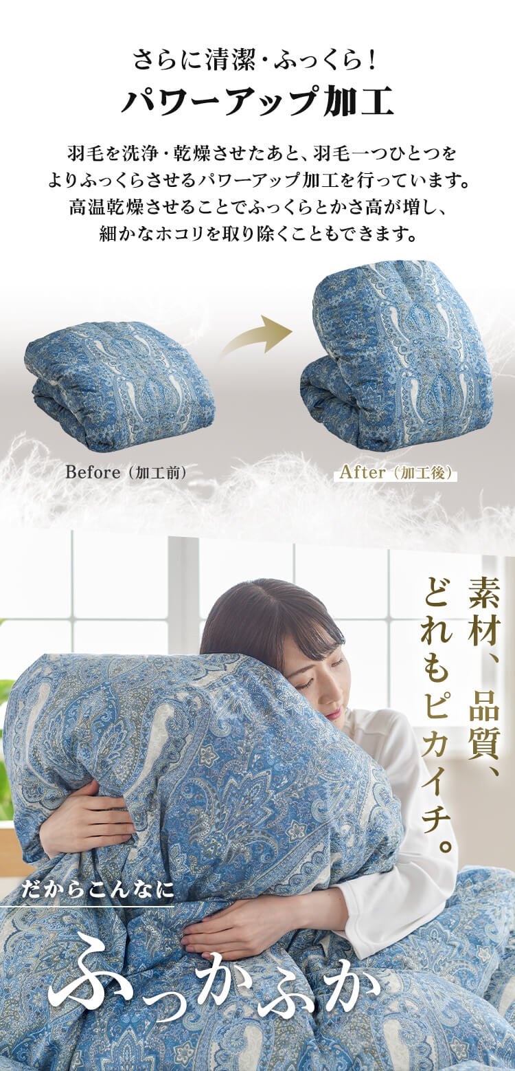 昭和西川 羽毛掛けふとん ハンガリーWGD93％ サテン5