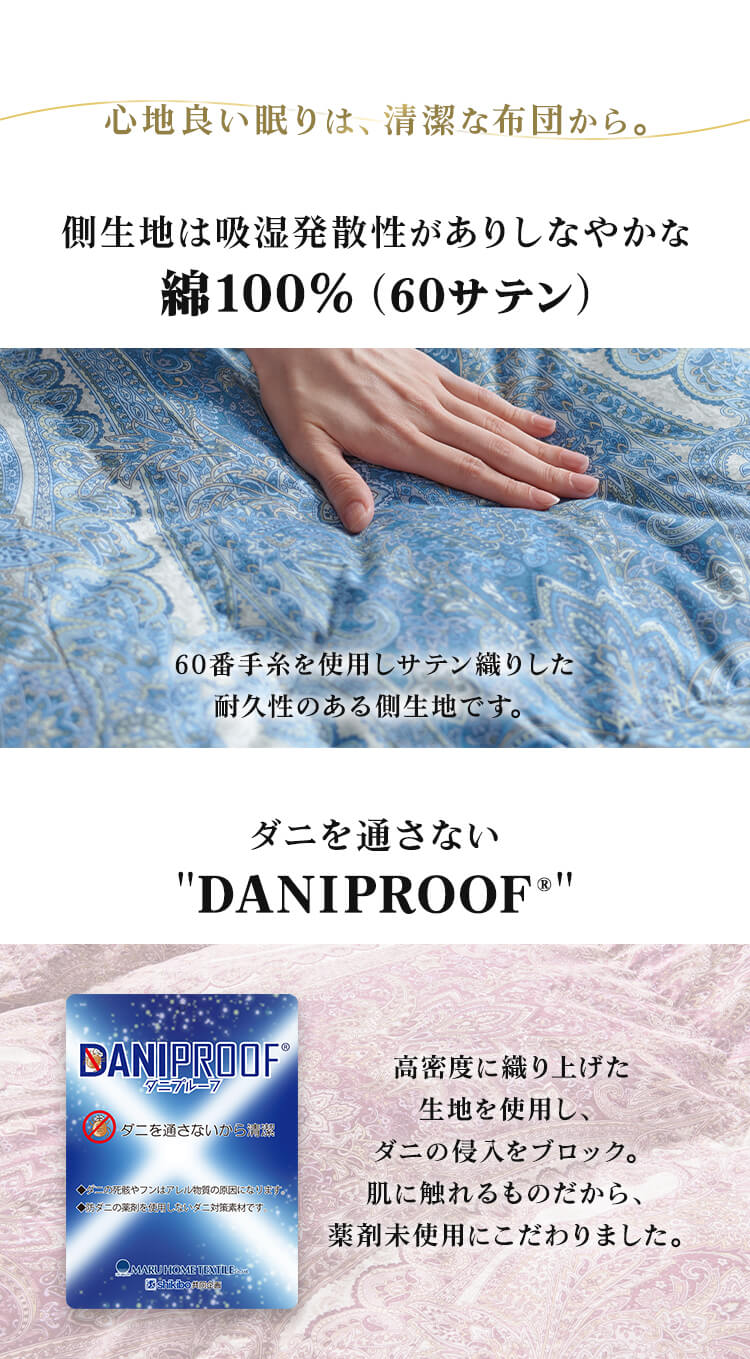 昭和西川 羽毛掛けふとん ハンガリーWGD93％ サテン7