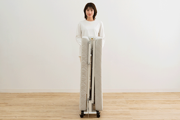 ベッド シングル 折り畳み 42段階リクライニング 厚さ10cm ライトグレー1