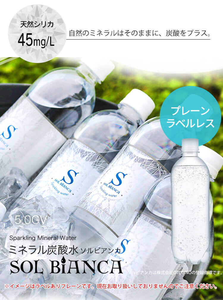 【48本】SOL シリカ 炭酸水 500ml ラベルレス プレーン【代引き不可】0