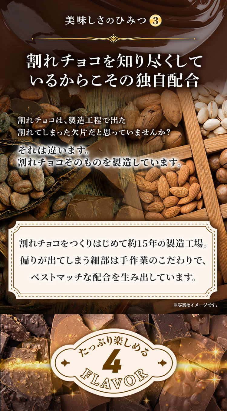 割れチョコダーク/ミルク/ミックスナッツ/オレンジピール（ソフト） 1kg 4