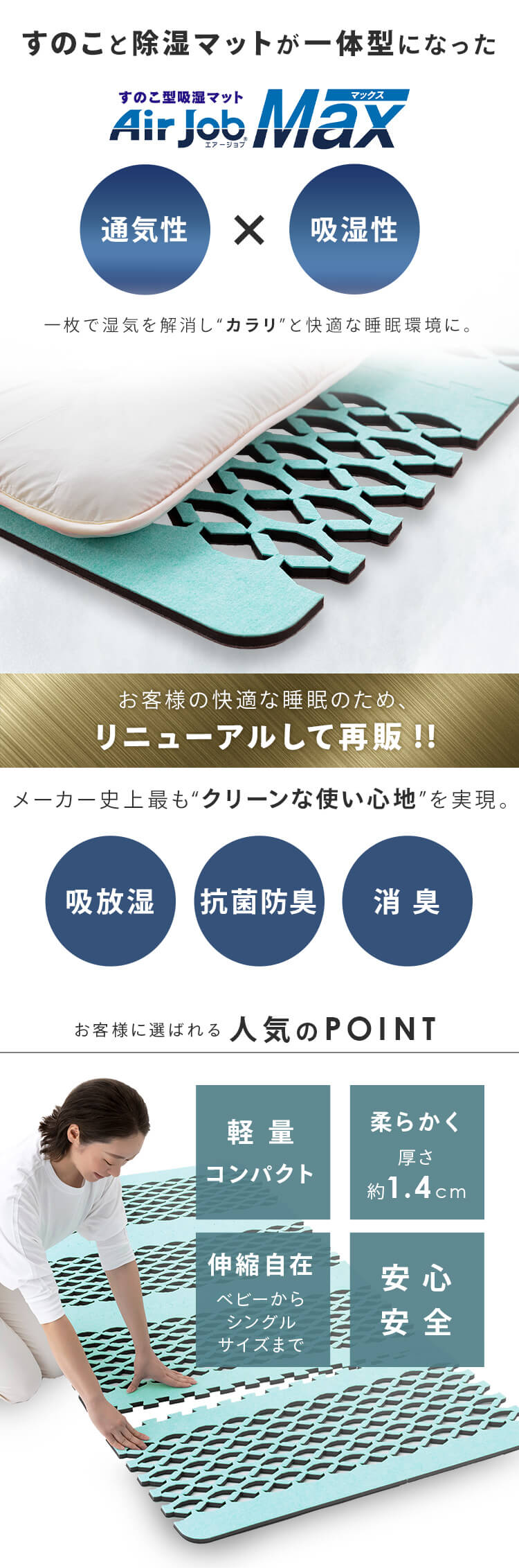 Air Job Max 吸湿マット すのこ型 アレルキャッチャータイプ シングル 1