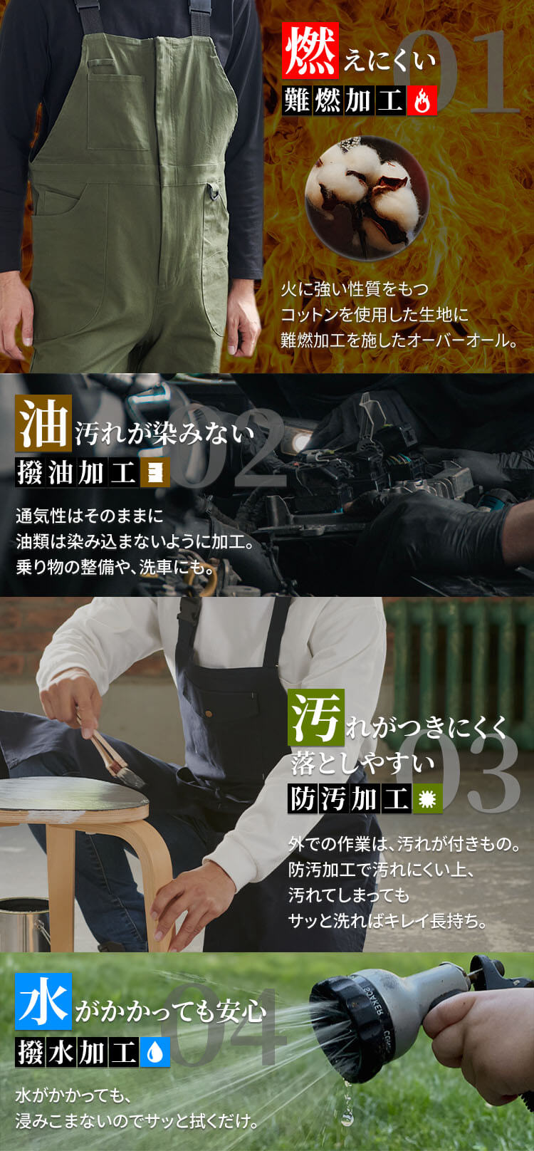 作業着 タフ素材オーバーオール 2246003 Sサイズ カーキ1