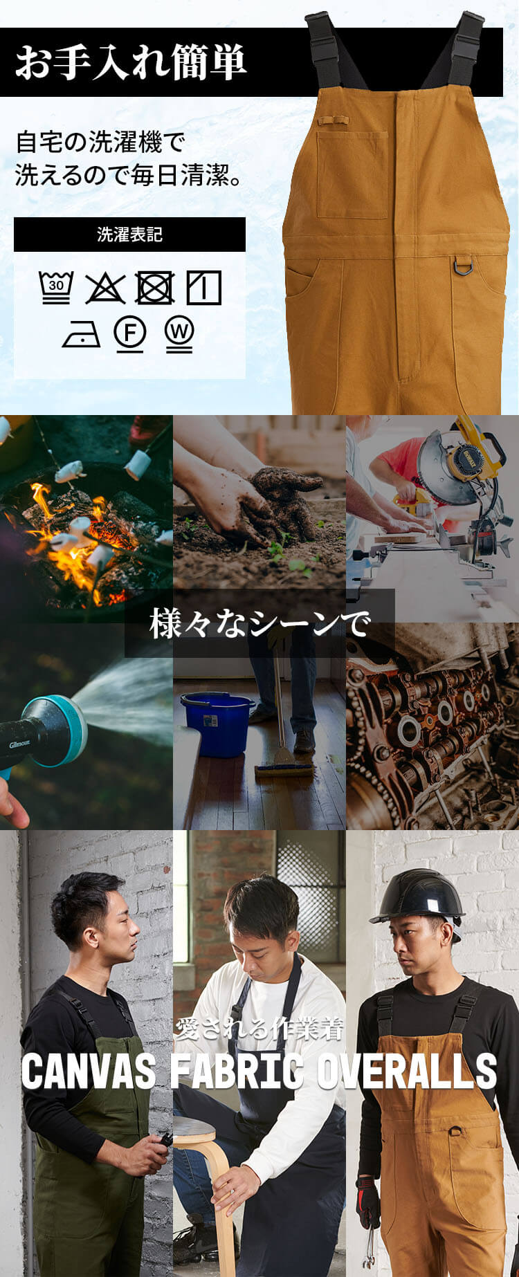 作業着 タフ素材オーバーオール 2246003 Sサイズ カーキ3