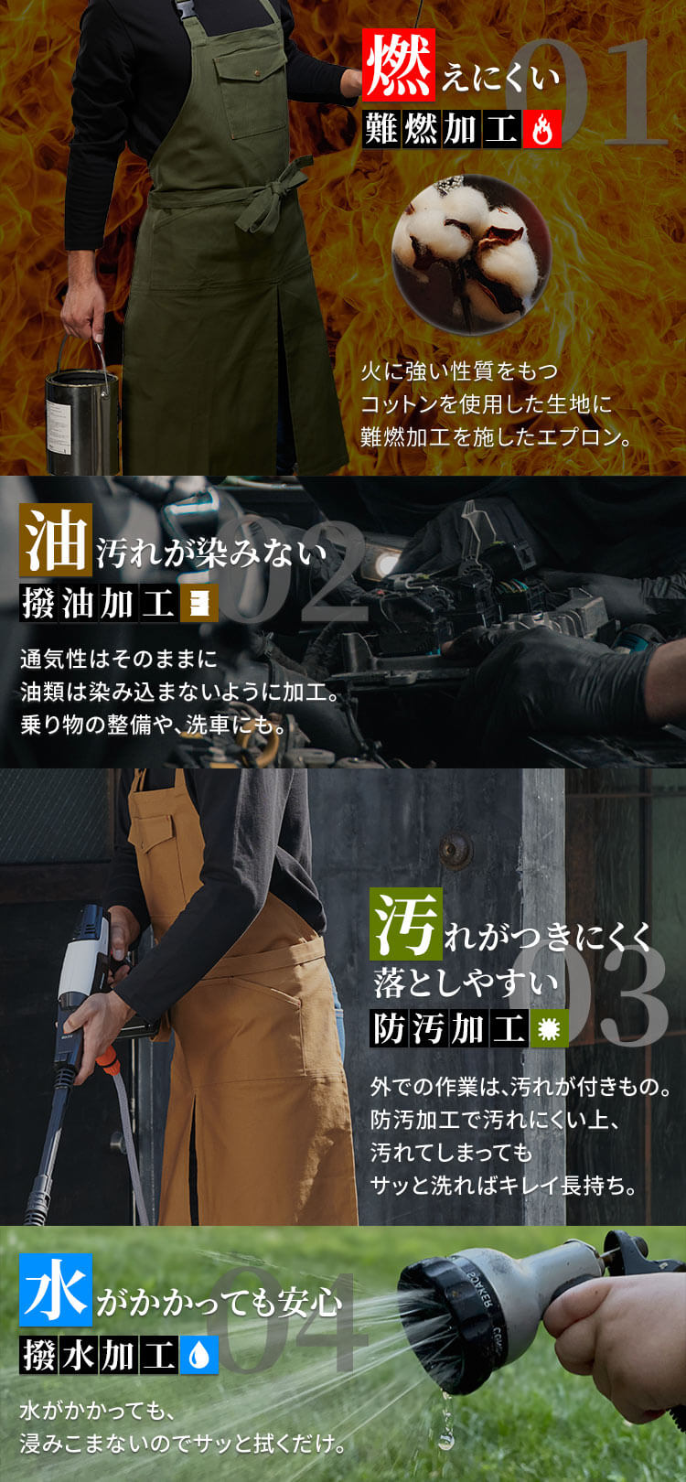 作業着 難燃多機能ポケットエプロン 2249000 カーキ1