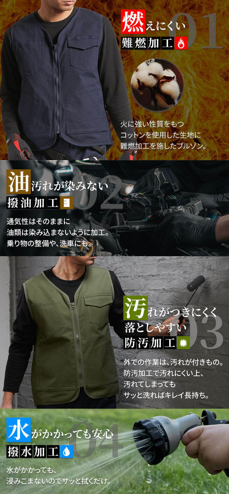 作業着 ジップアップベスト 2241006 Sサイズ カーキ1