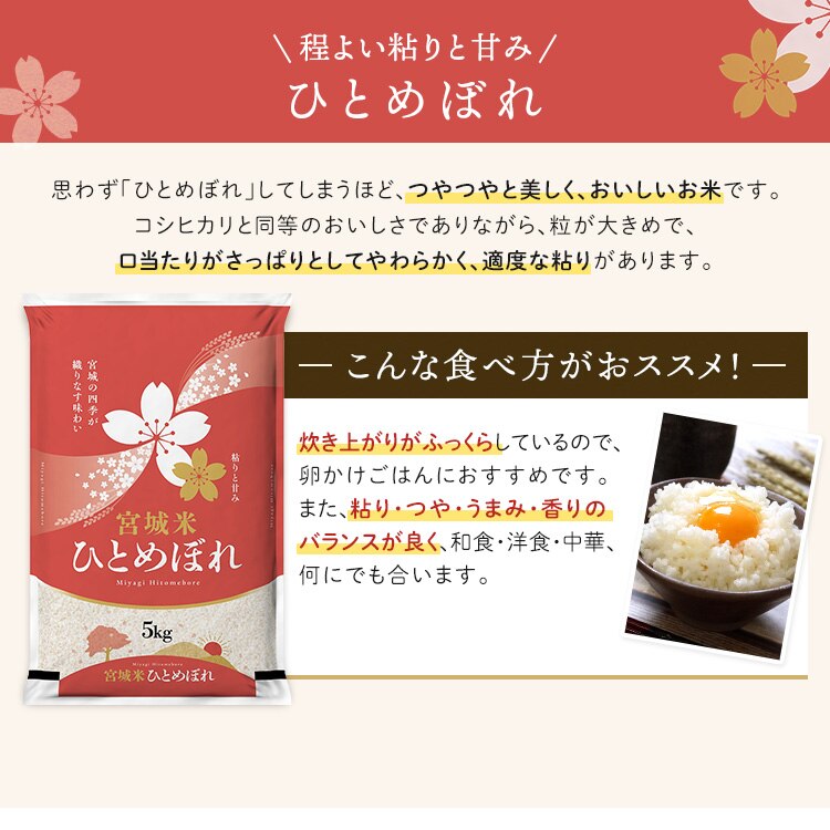 【10kg】令和7年産 宮城県産 ひとめぼれ 5kg&times;2  【時間指定不可】【代引き不可】3