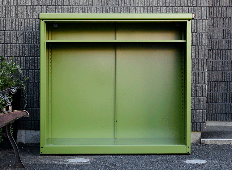  物置 スチール製 鍵付き 総耐荷重80kg IES-02 縦型／グリーン【時間指定不可】【代引き不可】2