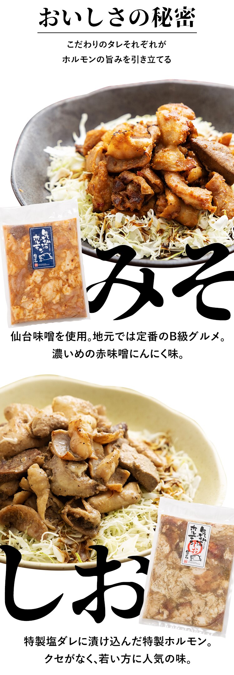 気仙沼ホルモン3種セット（みそ・しお・辛口） 【時間指定不可】【代引き不可】6