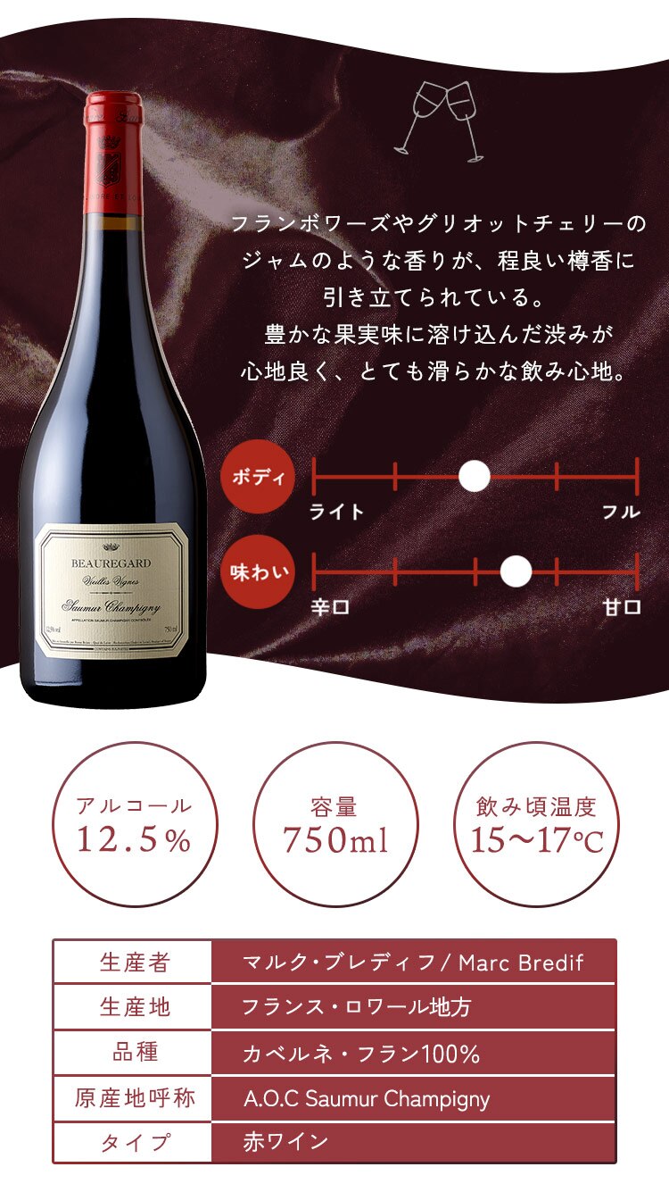 マルクブレディフ ソーミュールシャンピニー ヴィエイユヴィーニュ 赤1