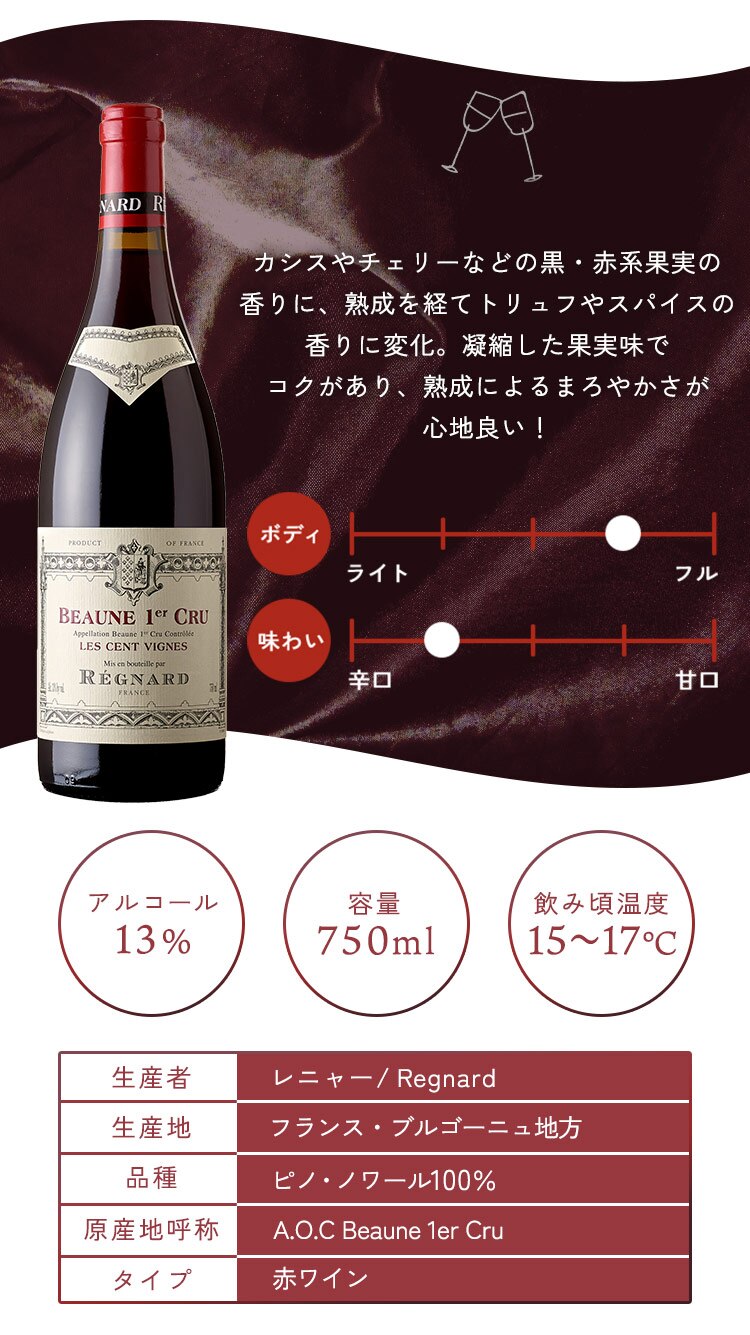 レニャー ボーヌプルミエクリュ レソンヴィーニュ 赤 BA9511 1