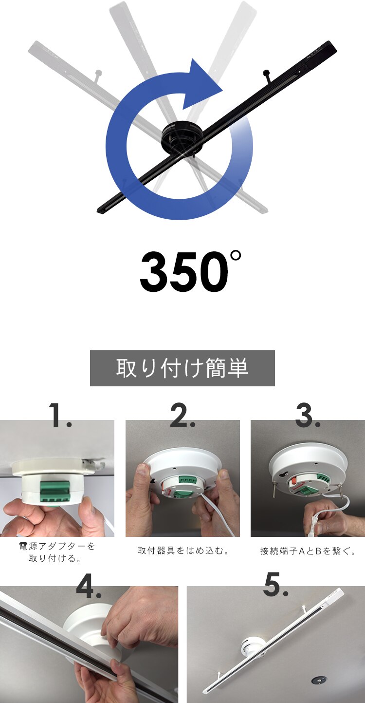 Hanx-Home ライティングダクトレール シーリング式 1.5m HH-DR12W ホワイト 3