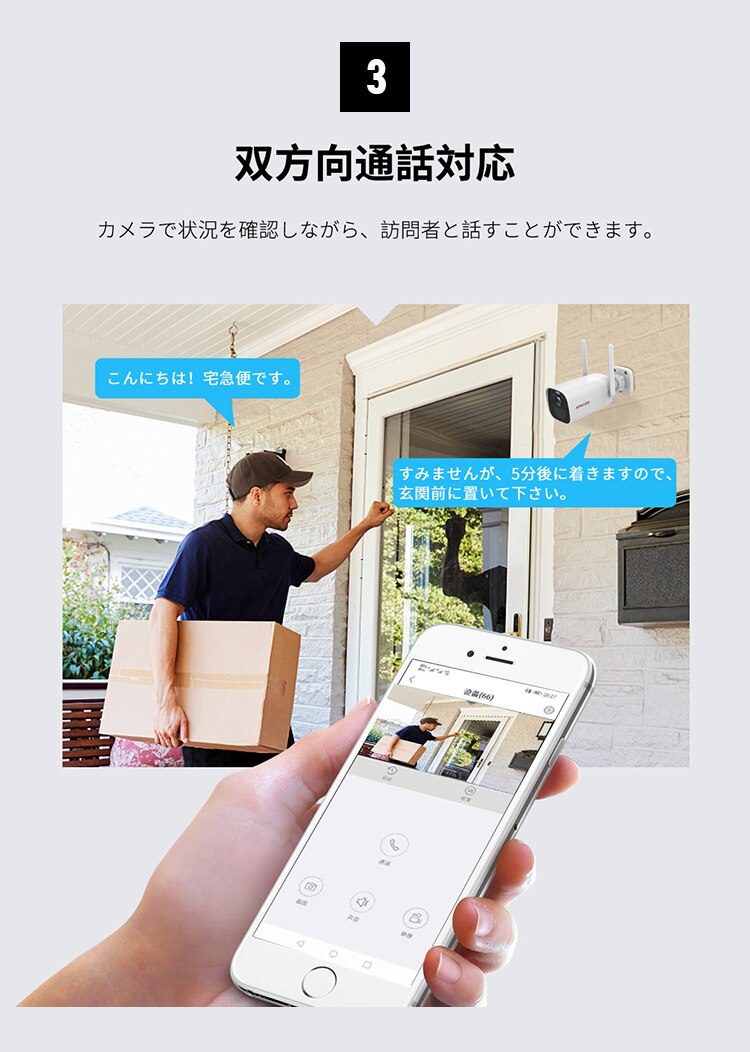 バッテリーIPカメラ＋ソーラーパネルセット 白【前払い不可】【代引き不可】【同梱不可】4