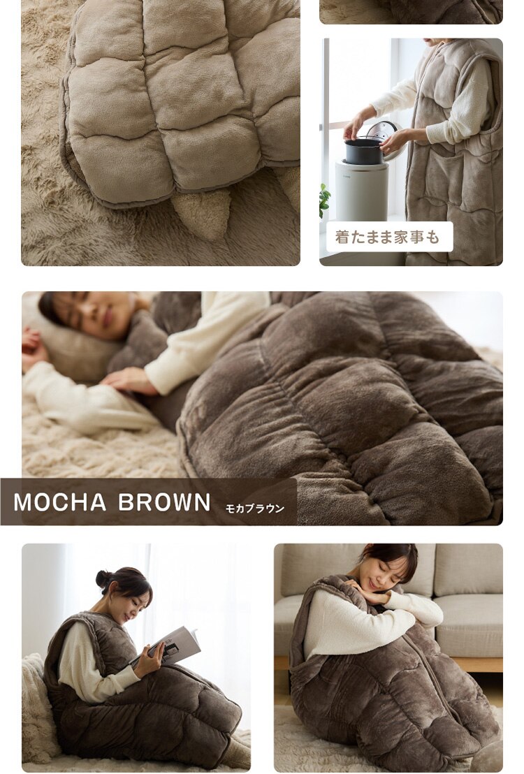 着るこたつ 130cm丈 フランネル生地 ポケット付き 洗濯可 ライトグレー 9