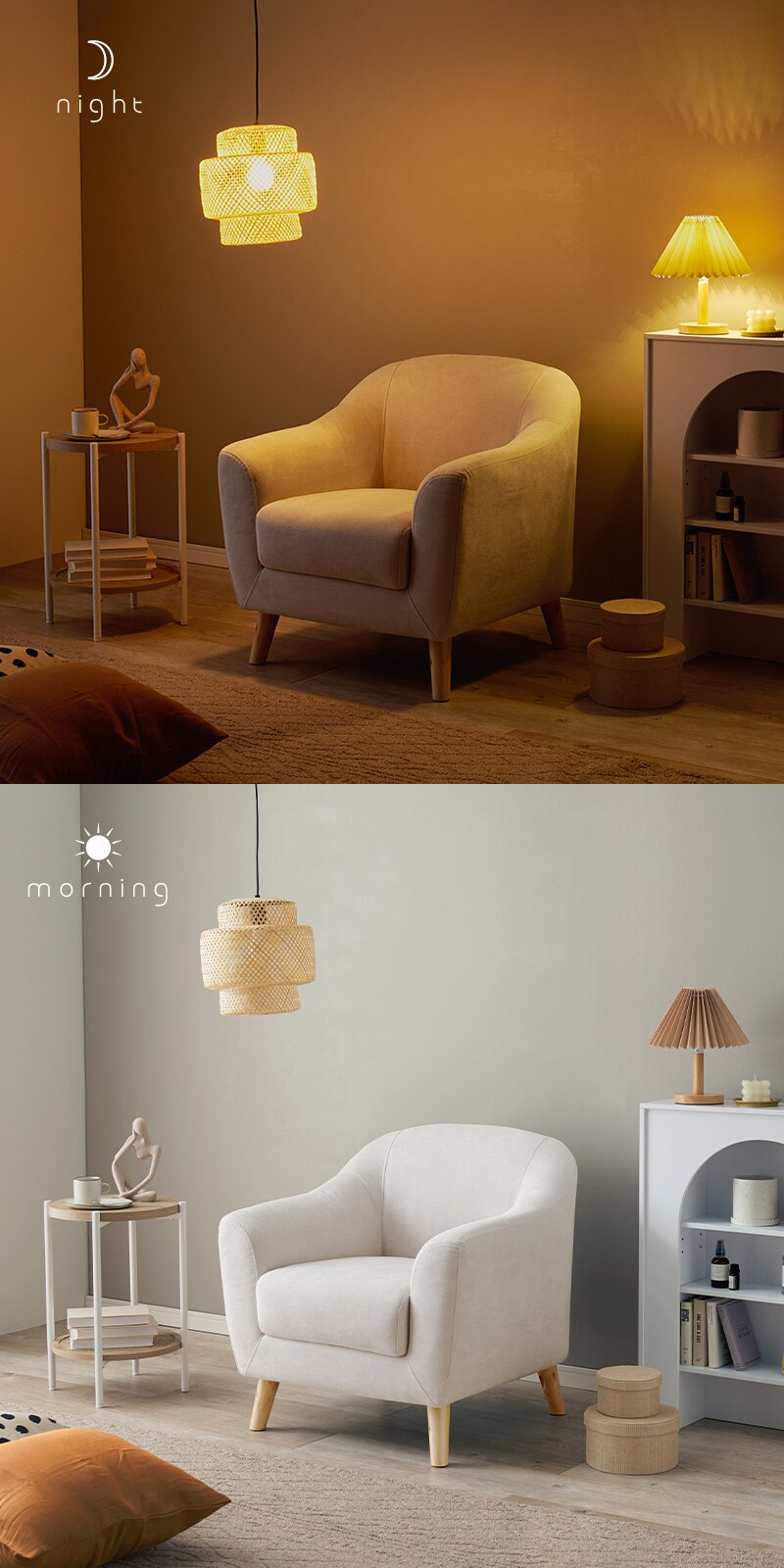 ソファ 1人掛け コンパクト 2WAY 1P-PI ピンク 【代引き不可】5