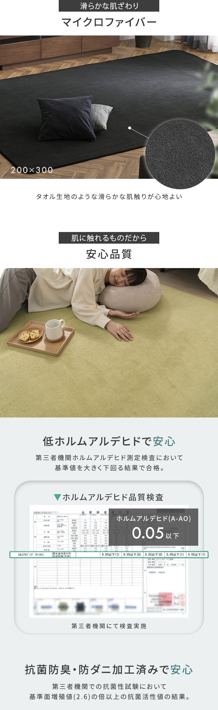 ラグ ソフトパイルラグ 抗菌防臭 防ダニ加工 丸洗い可能 130cm&times;185cm ダークグレー ORG-SP1318【前払い不可】【代引き不可】【同梱不可】2