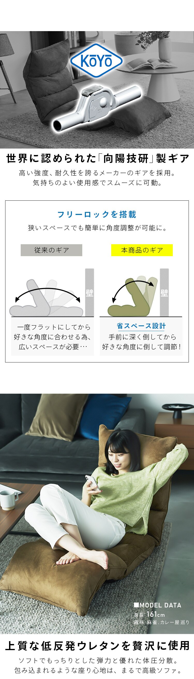 座椅子 NFC-02 グレー4