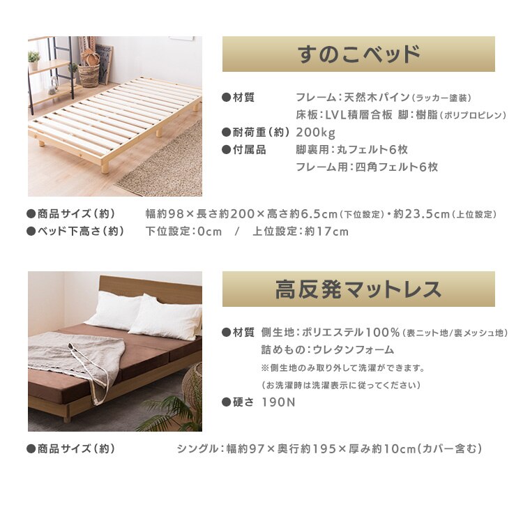 【マットレスセット】シングル ベッド マットレス 三つ折り ウレタン 掛け布団 アイボリー8