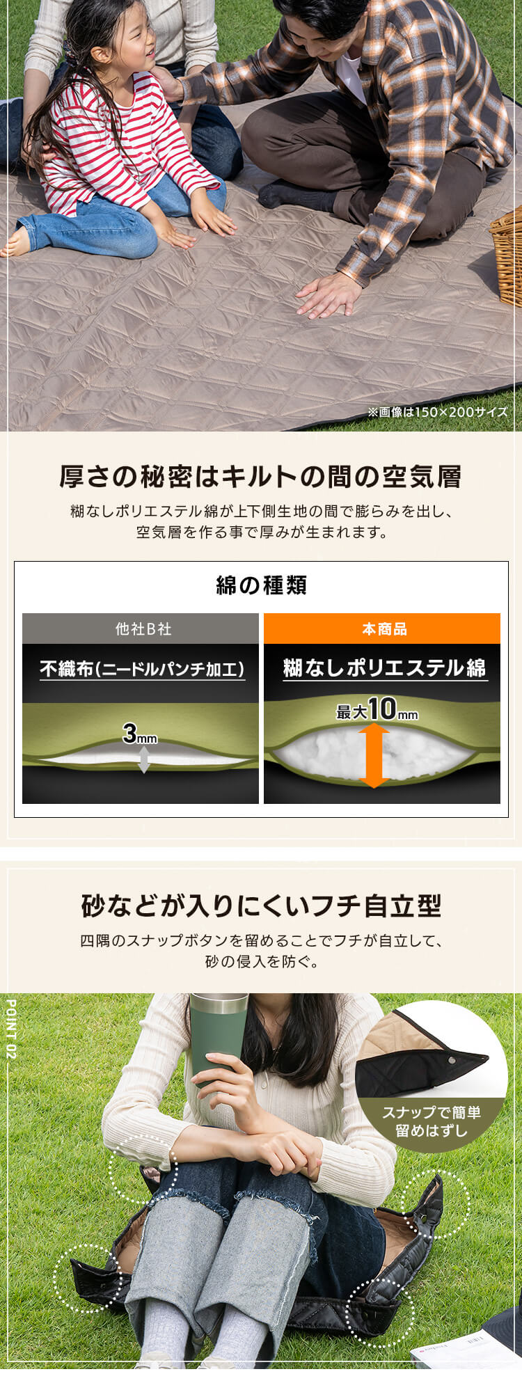 極厚レジャーシート 60&times;60 カーキ1