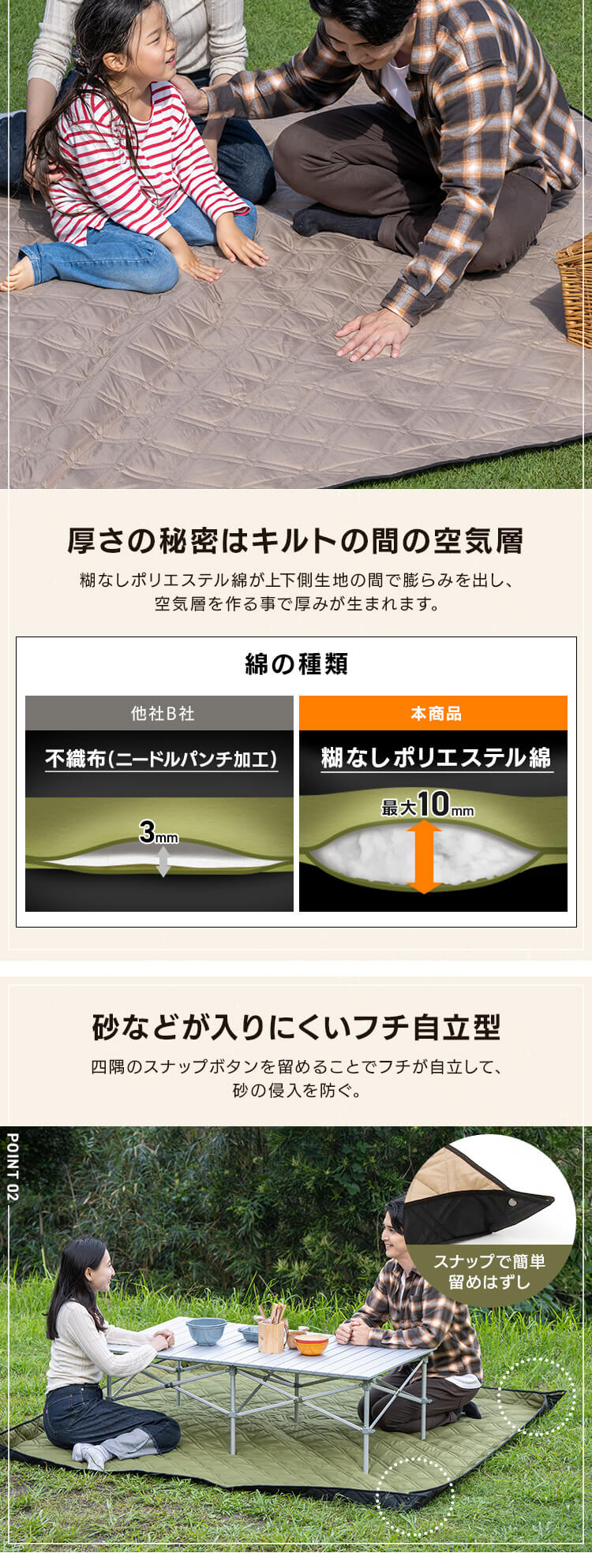 極厚レジャーシート 150&times;200 ベージュ1