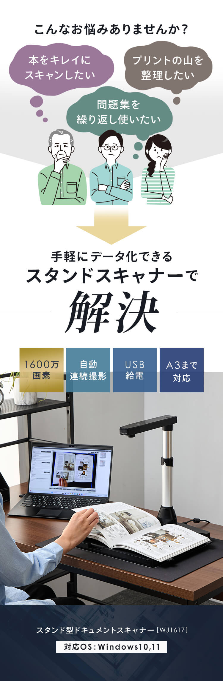 ドキュメントスキャナー ダークグレー WJ1617 0