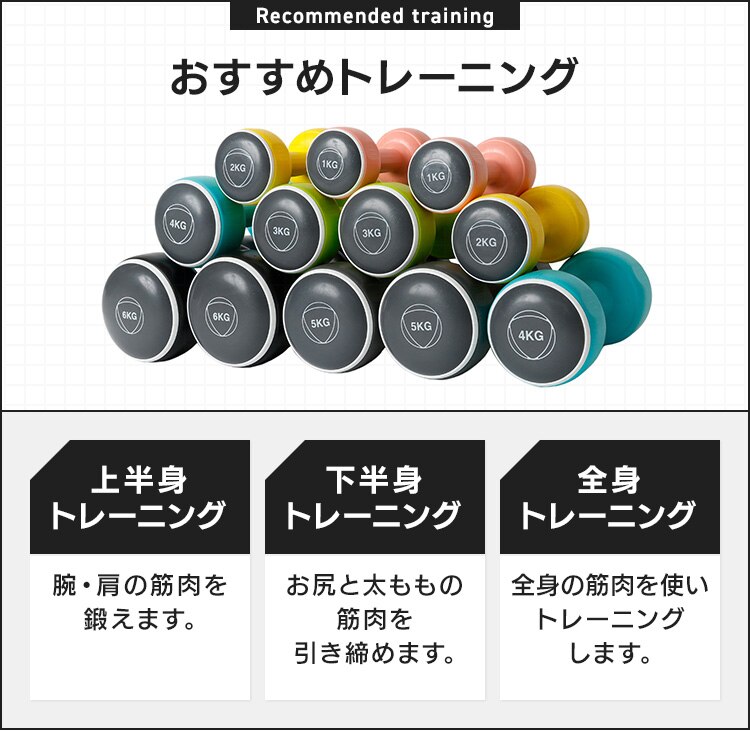 【正規品】ダンベルセット TKS42HM002-6KG 6kg／ブラック4