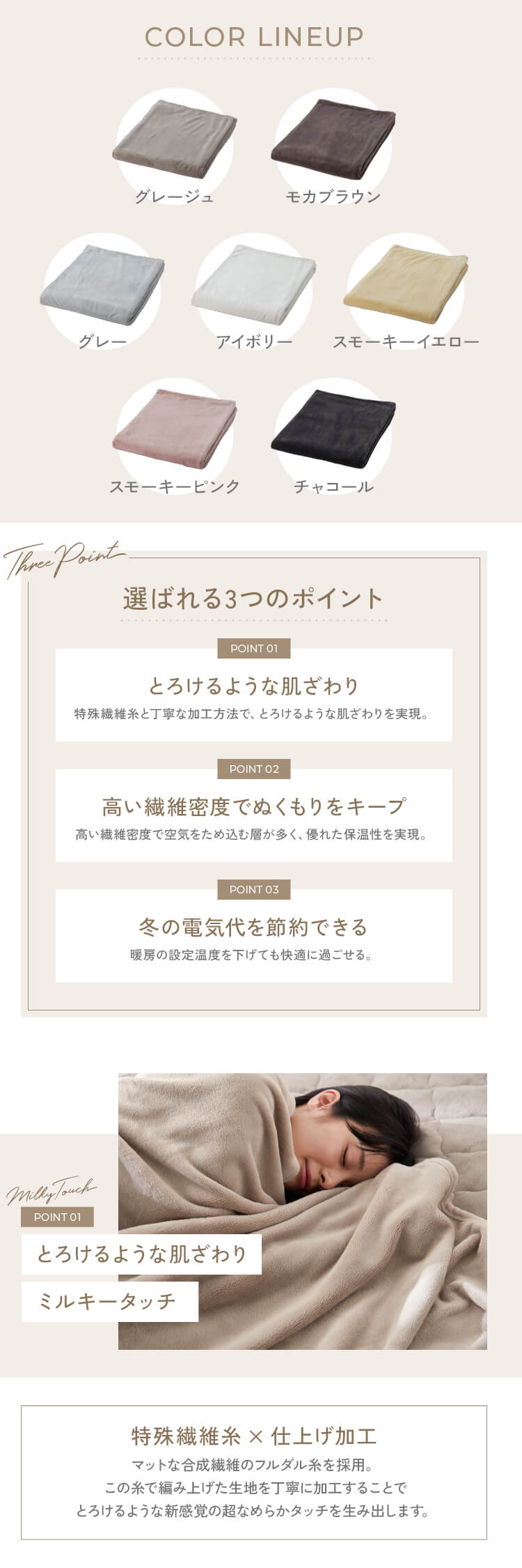 ミルキータッチ毛布 S グレー1