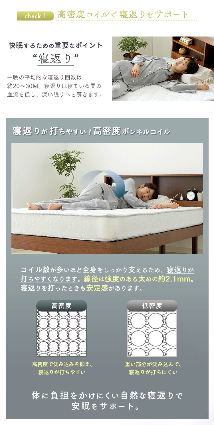 マットレス セミシングル ボンネルコイル 厚さ14cm ホワイト4