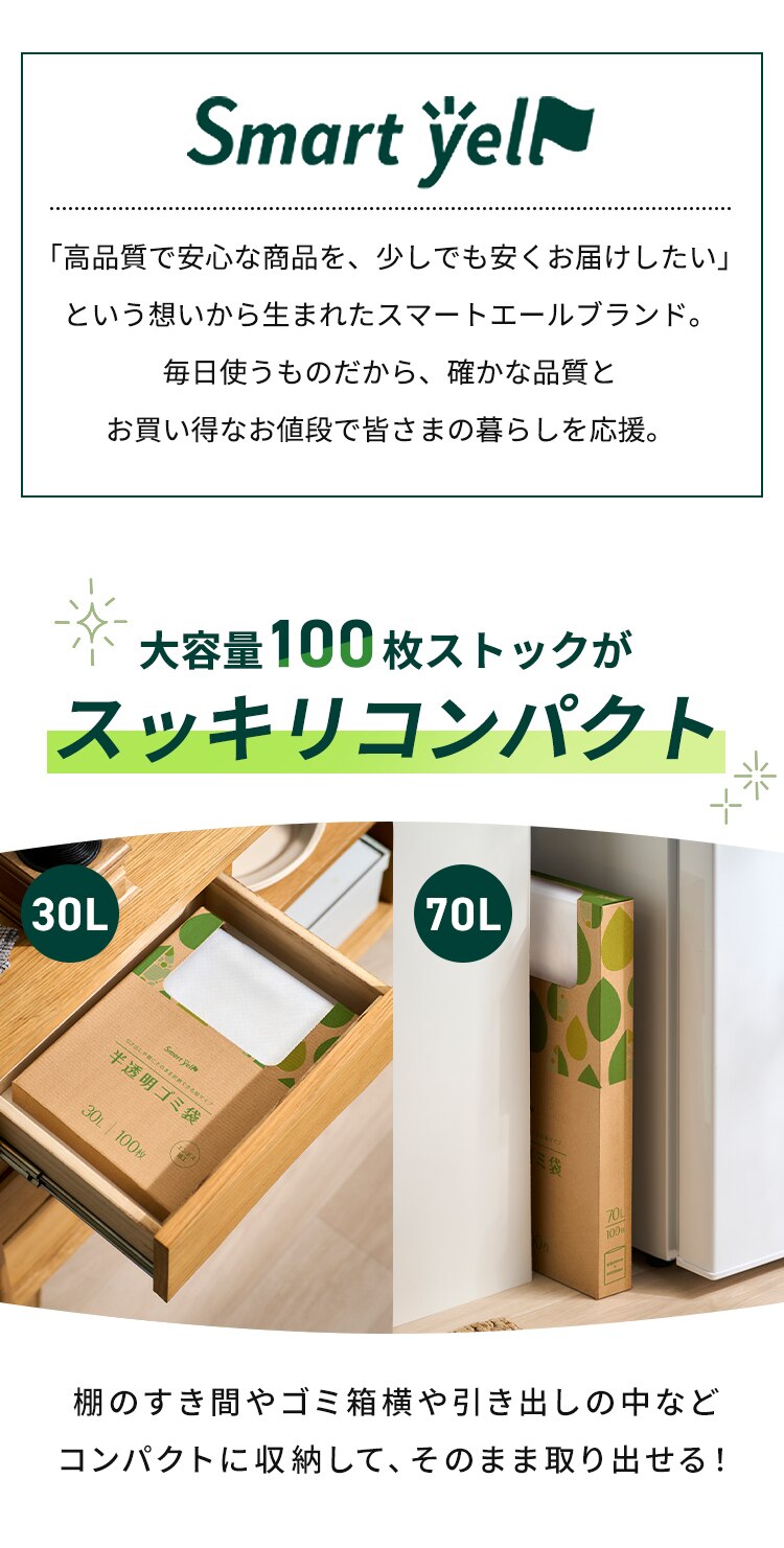  【2個セット】半透明ごみ袋45L 100枚 0.012mm 【SYCP】1
