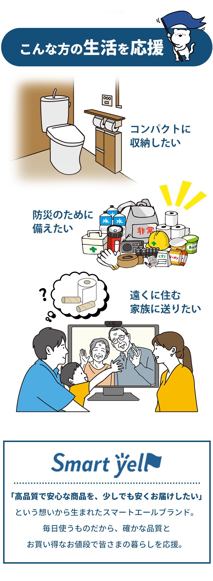 【32ロール】トイレットペーパー ダブル 2倍巻 8ロール&times;4個セット スマートエール【SYCP】2