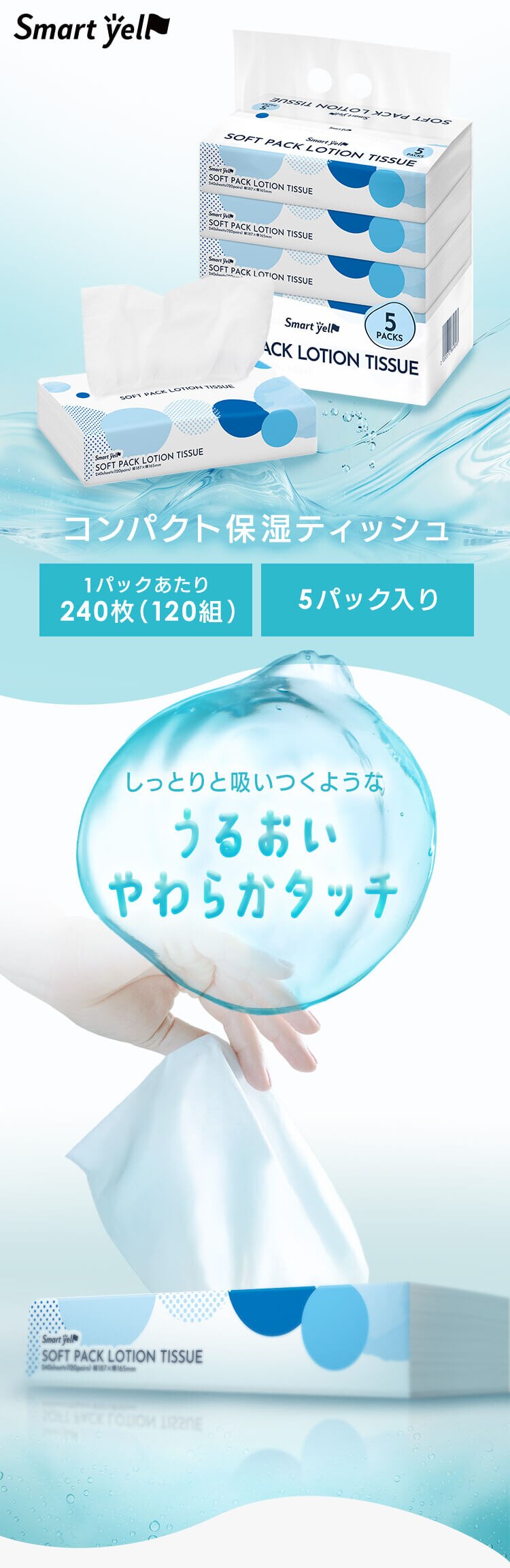 【30個セット】保湿ティッシュ 240枚(120組)5個パック&times;6個セット【SYCP】0