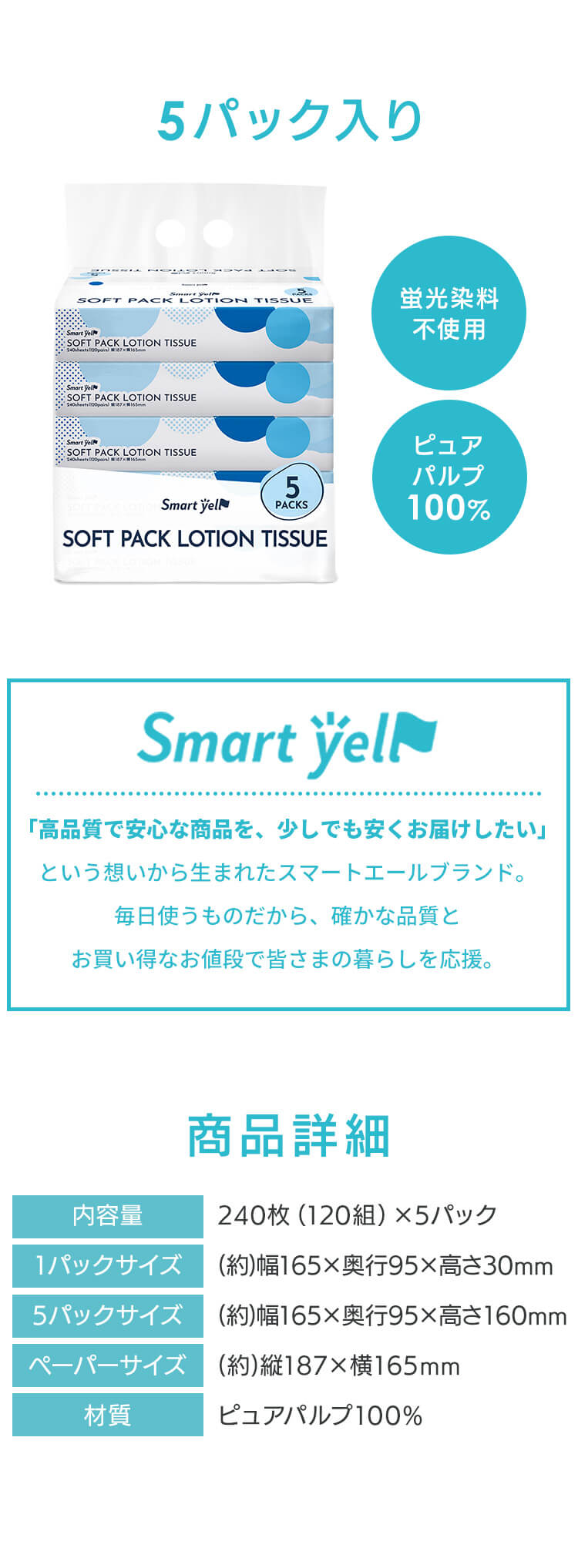 【30個セット】保湿ティッシュ 240枚(120組)5個パック&times;6個セット【SYCP】4