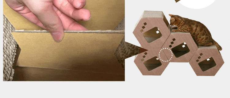 ダンボール製三角つめとぎ 木目（連結可能） ブラウン 爪とぎ キャットタワー5