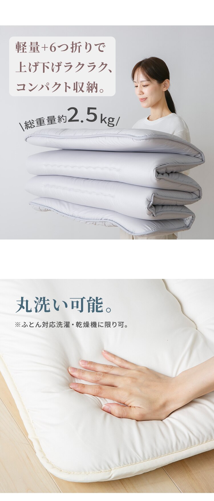 軽量コンパクト6つ折り敷布団 ネイビー4